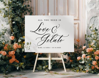 All You Need Is Love And Gelato, Minimalist Wedding Printables, Wedding Sayings, Wedding Quotes, Wedding Ice Cream Reception Sign Decor