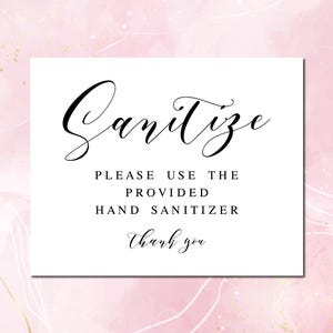 Sanitize Hands Wedding Sign: Elegant Bathroom Decor (PDF & JPG)