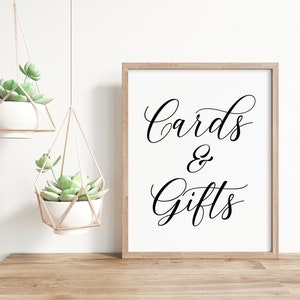 Cards and Gifts Wedding Sign: Elegant Calligraphy Printable (PDF & JPG)