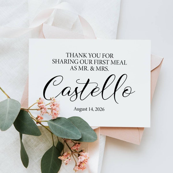 Custom First Meal Sign, Thank You For Sharing Our First Meal As Mr And Mrs, Modern Minimalist Wedding Signs, Reception Signs, Wedding Prints