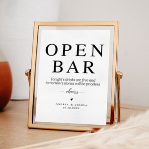 Open Bar, Tonights Drinks Are Free And Tomorrows Stories Will Be Priceless, Wedding Bar Sign, Bar Signage, Wedding Drink Sign, Open Bar Sign
