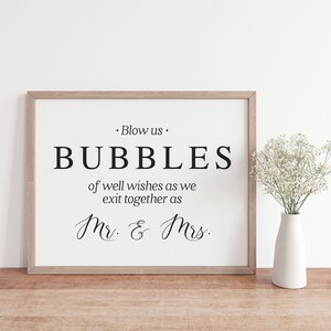 Wedding Bubbles Send Off Sign: Well Wishes Printable (Digital Download)