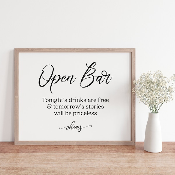 Open Bar Quote Sign Etsy