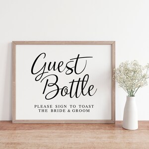Guest Bottle Sign, Wedding Signs, Please Sign To Toast The Bride And Groom, Wedding Signage, Wedding Decor Sign, Wedding Reception Signs