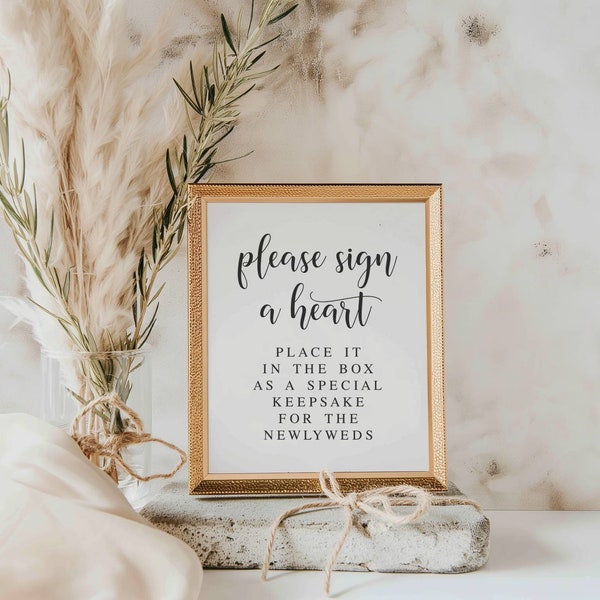 Please Sign A Heart As A Keepsake For The Newlyweds, Modern Minimalist Wedding Signs, Wedding Guestbook, Guest Book Printable, Wedding Print