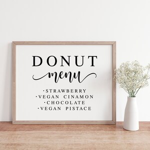 Donut Menu Wedding Sign: Minimalist Donut Wall Decor (Digital Download)