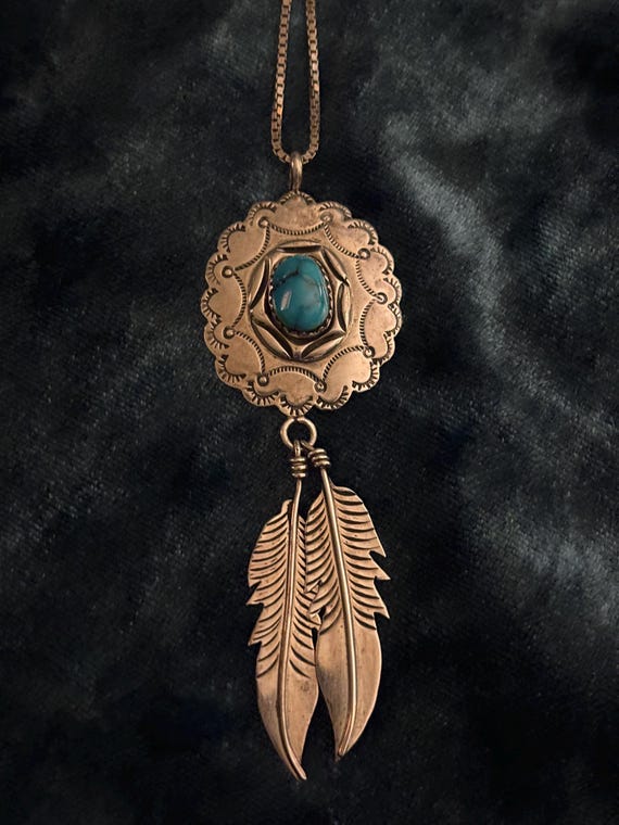 Navajo style silver turquoise necklace