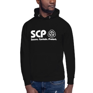 Sweat à capuche blanc unisexe à logo et slogan SCP