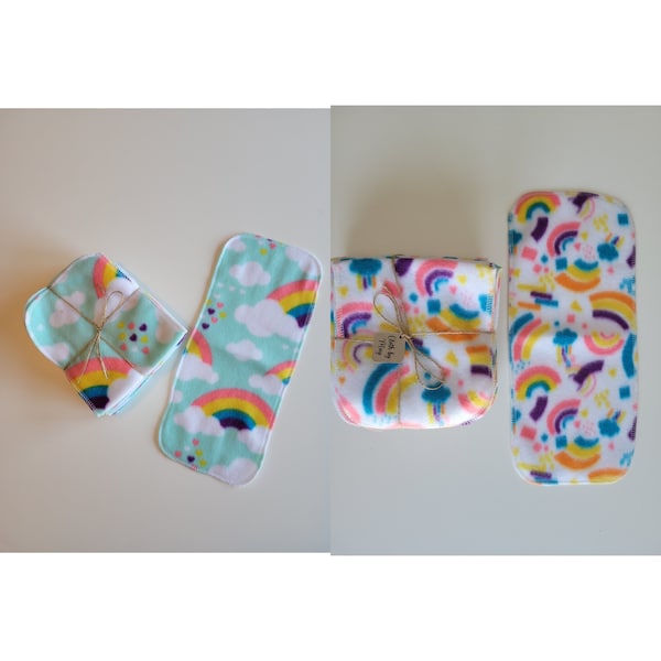 12 Rainbow, Cloth Diaper Fleece Liners, One dozen, READY TO SHIP!