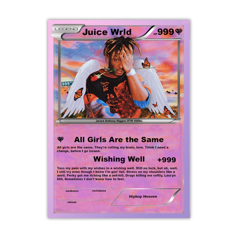 Juice Wrld Custom Pokémon Card Etsy UK