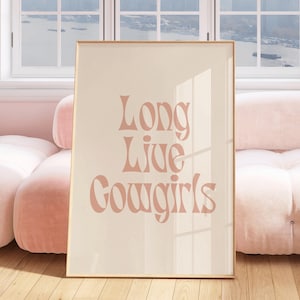 Pink Long Live Cowgirls Wall Art Printable Western Dorm Decor for Girls Teen Cowgirl Bedroom Gallery Wall Digital Download Preppy Print Boot