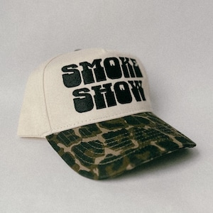 Smoke Show Embroidered Trucker Hat Leopard Print Canvas Hat Trendy Embroidered Cowgirl Hat Western Rodeo Accessory Country Concert Festival