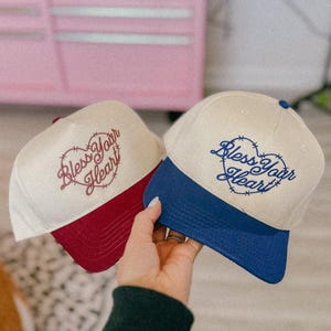 Bless Your Heart Trucker Hat Embroidered Western Cowgirl Hat Red Country Concert Hat Rodeo Trucker Cap Festival Accessory Trendy Gift Her image 2
