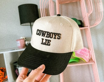 Cowboy Trucker-Hut für Frauen Trendy Trucker-Hut für Sie Bestickter Fernlaster-Hut Zweifarbiger Tan Trucker-Hut Schwarzer Western-Hut für Konzert