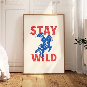 Blue Western Wall Print Horse Room Decor Red Cowgirl Wall Print Western Wall Decor for Bedroom Apartment Cowgirl Poster Blue Horse Room Deco