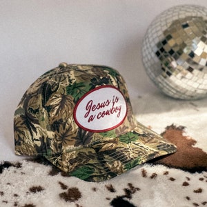 Jesus Is a Cowboy Hat Camo Trucker Hat for Men and Women Western Christian Gift Real Tree Snapback Country Faith Hat Rodeo Outfit Accessory