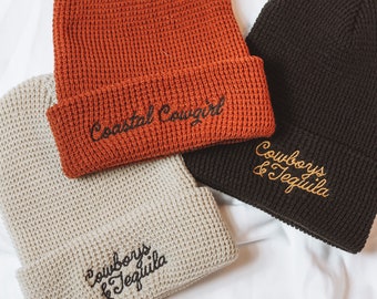 Coastal Cowgirl Beanie for Women Western Beanie Fall Women Slouchy Beanie Cowgirl Hat Winter Cozy Beanie for Her Cowboy Beanie Women