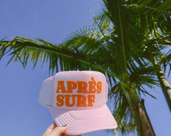 Apres Surf Trucker Hat Custom Puff Print Hat Surfer Girl Beach Hat Trucker Unisex Coastal Cowgirl Hat Foam Trucker Pray For Surf Hat Beach