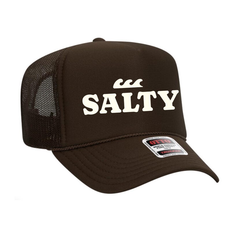 Salty Trucker Hat Pray For Surf Custom Trucker Hat Puff Print Beach Hat Unisex Surfer Hat Wave Salty Beach Trucker Hat Summer Vacation Hat