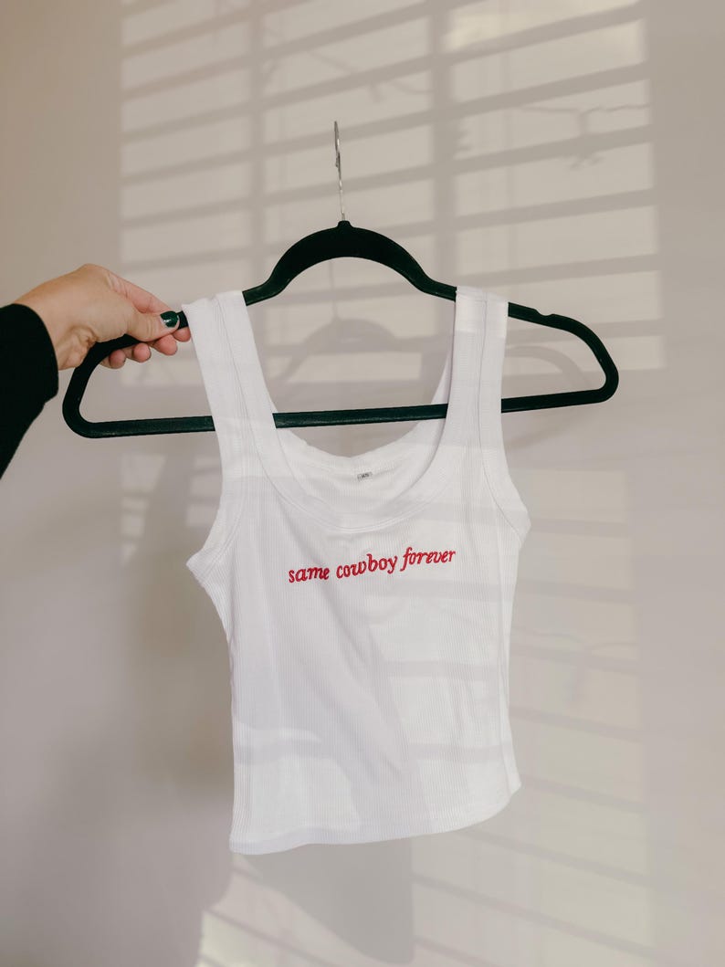 Bride Embroidered Tank Top Same Cowboy Forever Western Custom Tank for Bachelorette Party Cowgirl Cropped Top Bride Gift Honeymoon Shirt image 1