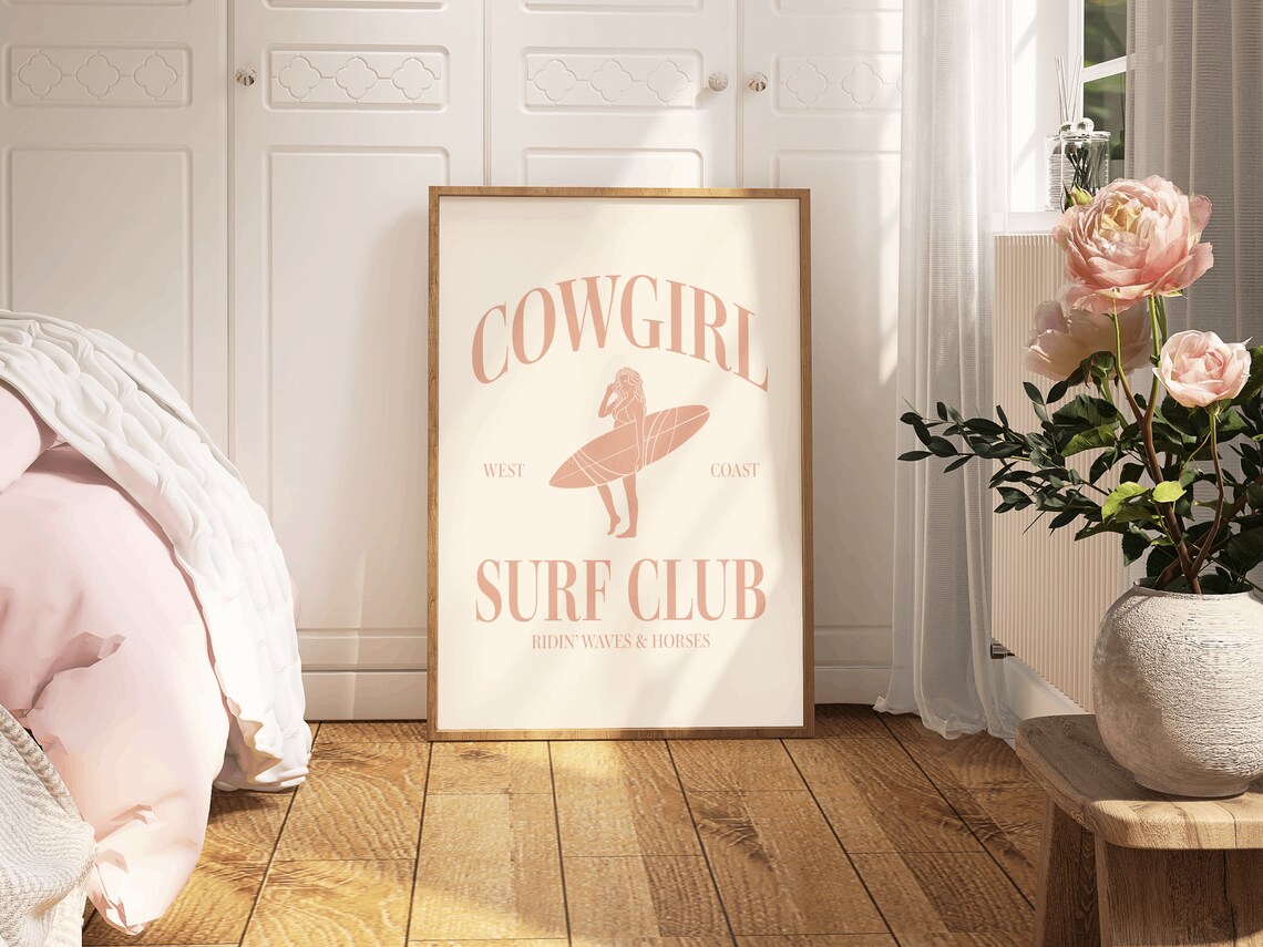 Coastal Cowgirl Wall Print Western Room Decor Pink Cowgirl Poster ...