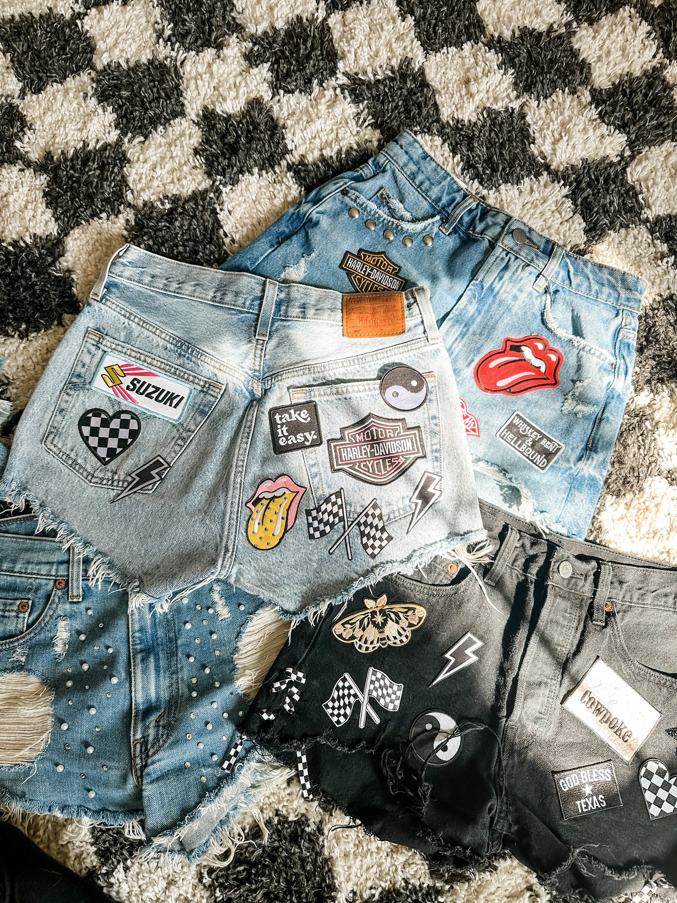Vintage 501 Jean Shorts With Patches Jean Shorts Girls Vintage 501 Jean Shorts With Patches Jean Shorts Girls