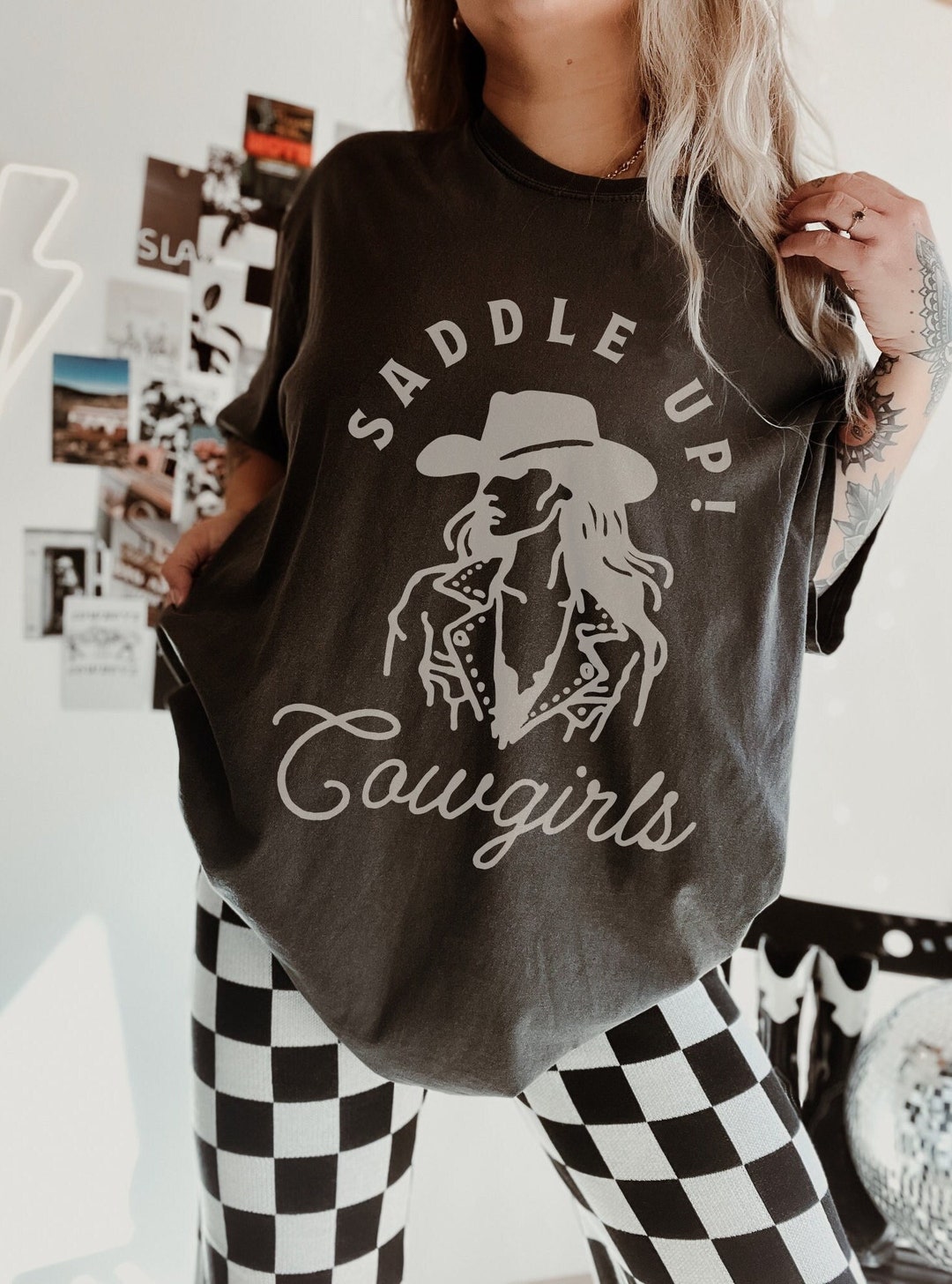 Saddle up Cowgirl Graphic Tee for Women Oversized Western Graphic T ...