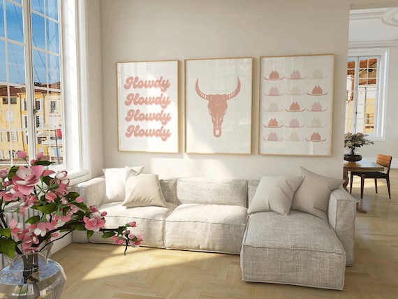 Pink Cowgirl Feminine Wall Decor Howdy Pink Poster Cowboy Boot Wall Decor Cowgirl Hat Pink Room Decor Teen Girl Cowgirl Stylish Dorm Decor