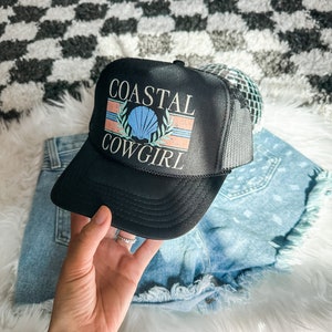 Custom Coastal Cowgirl Trucker Hat Vintage Beach Hat for Girls Trip Coastal Vibes Hat for Bachelorette Party Custom Trucker Hat for Vacation