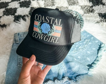 Custom Coastal Cowgirl Trucker Hat Vintage Beach Hat voor meisjes Trip Coastal Vibes-hoed voor vrijgezellenfeest Custom Trucker Hat voor vakantie