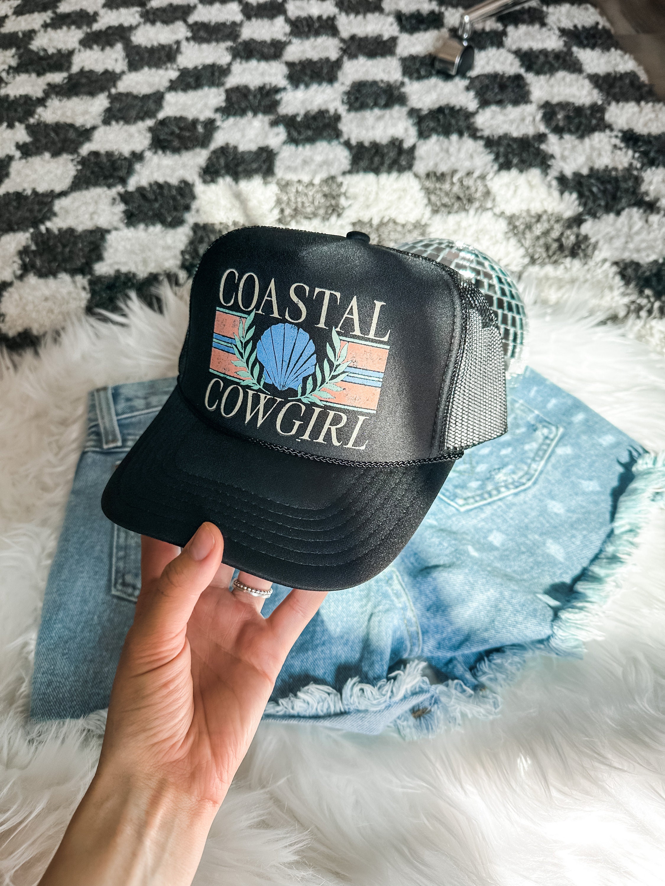 Custom Coastal Cowgirl Trucker Hat Vintage Beach Hat for 