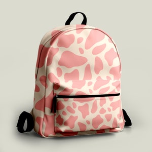 Pink Cow Print Backpack Western for Girl Bag for School Trendy Backpack Her Under 50 Back to School Backpack Cow Print Pink Western Backpack