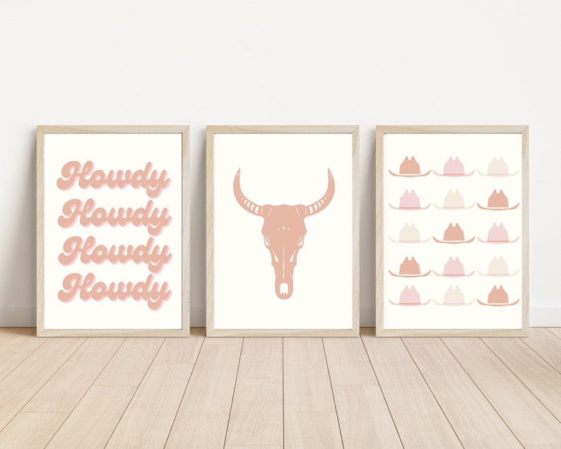 Pink Cowgirl Feminine Wall Decor Howdy Pink Poster Cowboy Boot Wall Decor Cowgirl Hat Pink Room Decor Teen Girl Cowgirl Stylish Dorm Decor