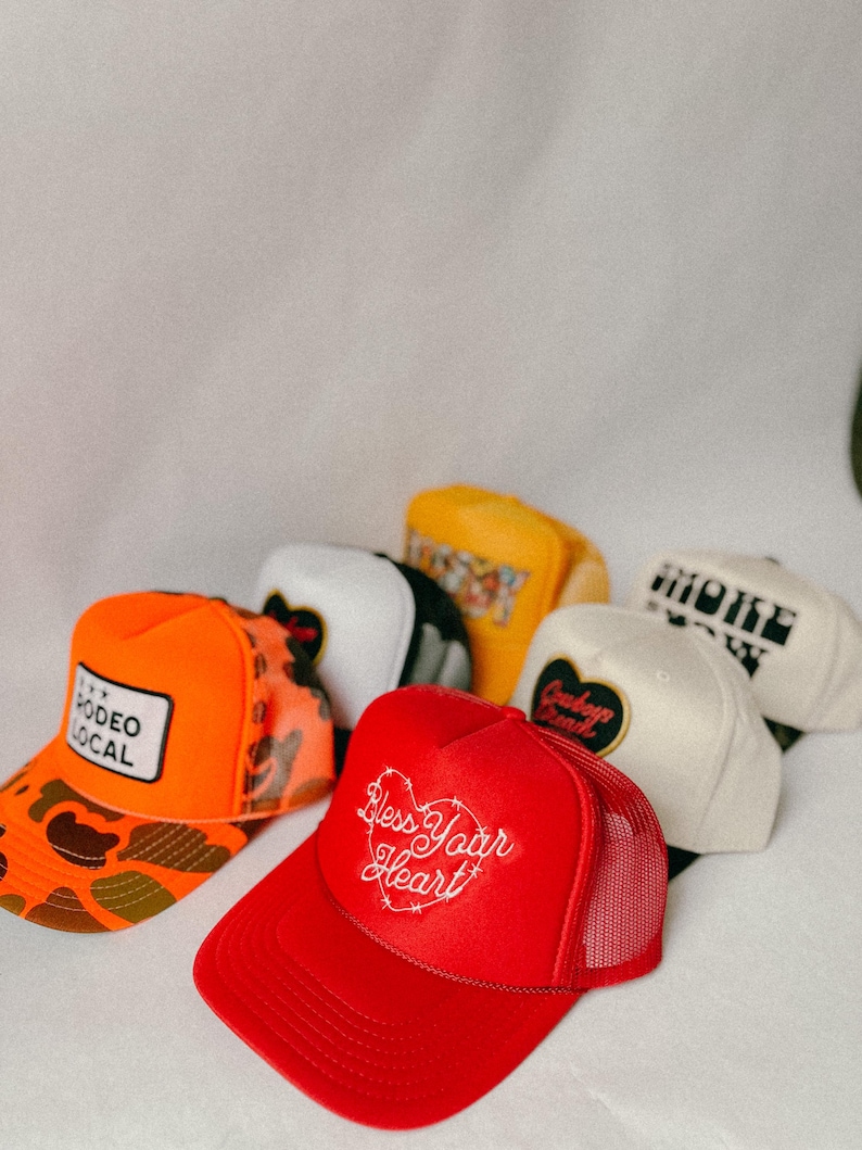 Bless Your Heart Trucker Hat Embroidered Red Western Trucker Hat Rodeo Country Concert Accessory Festival Cowgirl Hat Embroidered Trendy Hat