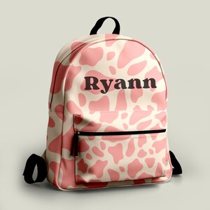 Custom Name Backpack Pink Cow Print Backpack Western Girl Bag for School Custom Backpack Under 50 Back to School Backpack Custom Western