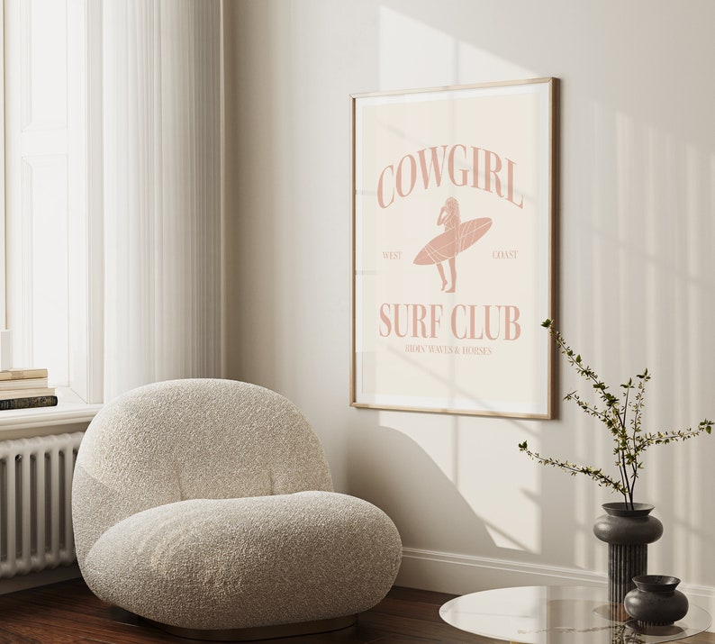 Coastal Cowgirl Wall Print Western Room Decor Pink Cowgirl Poster ...