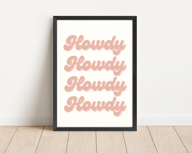Pink Cowgirl Feminine Wall Decor Howdy Pink Poster Cowboy Boot Wall Decor Cowgirl Hat Pink Room Decor Teen Girl Cowgirl Stylish Dorm Decor