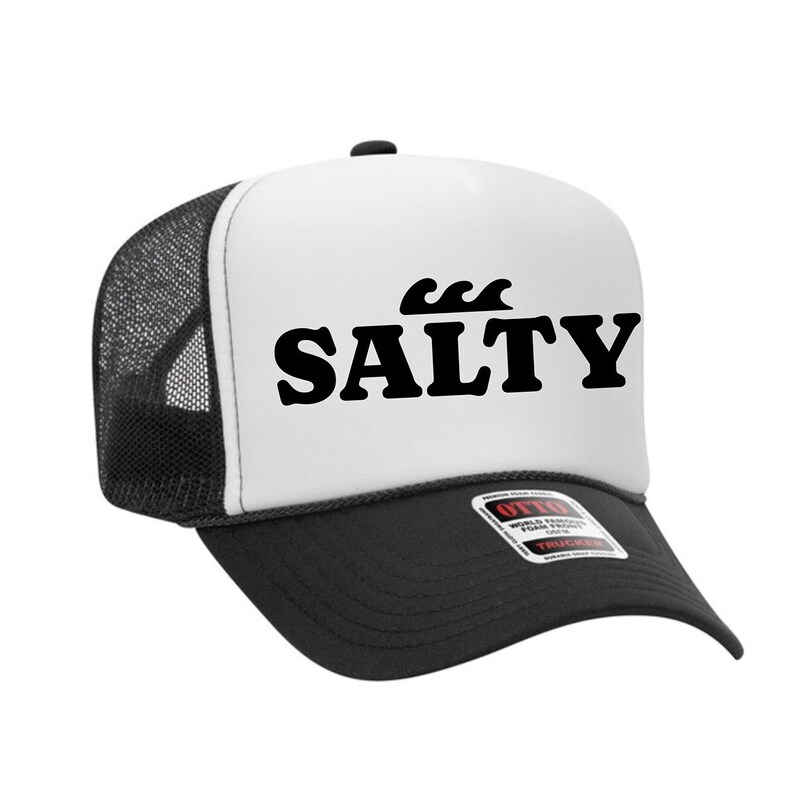 Salty Trucker Hat Pray For Surf Custom Trucker Hat Puff Print Beach Hat Unisex Surfer Hat Wave Salty Beach Trucker Hat Summer Vacation Hat