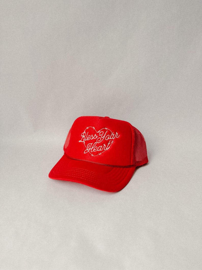 Bless Your Heart Trucker Hat Embroidered Red Western Trucker Hat Rodeo Country Concert Accessory Festival Cowgirl Hat Embroidered Trendy Hat