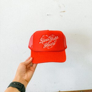 Bless Your Heart Trucker Hat Embroidered Red Western Trucker Hat Rodeo Country Concert Accessory Festival Cowgirl Hat Embroidered Trendy Hat