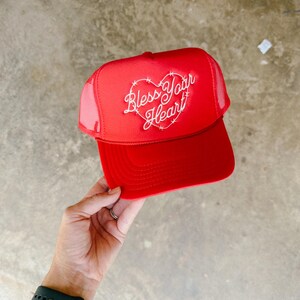 Bless Your Heart Trucker Hat Embroidered Red Western Trucker Hat Rodeo Country Concert Accessory Festival Cowgirl Hat Embroidered Trendy Hat