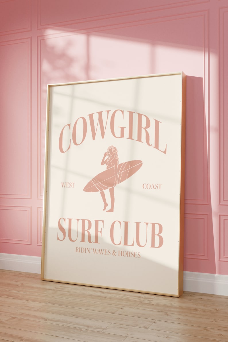 Coastal Cowgirl Wall Print Western Room Decor Pink Cowgirl Poster ...