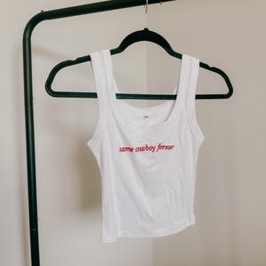 Bride Embroidered Tank Top Same Cowboy Forever Western Custom Tank for Bachelorette Party Cowgirl Cropped Top Bride Gift Honeymoon Shirt image 4