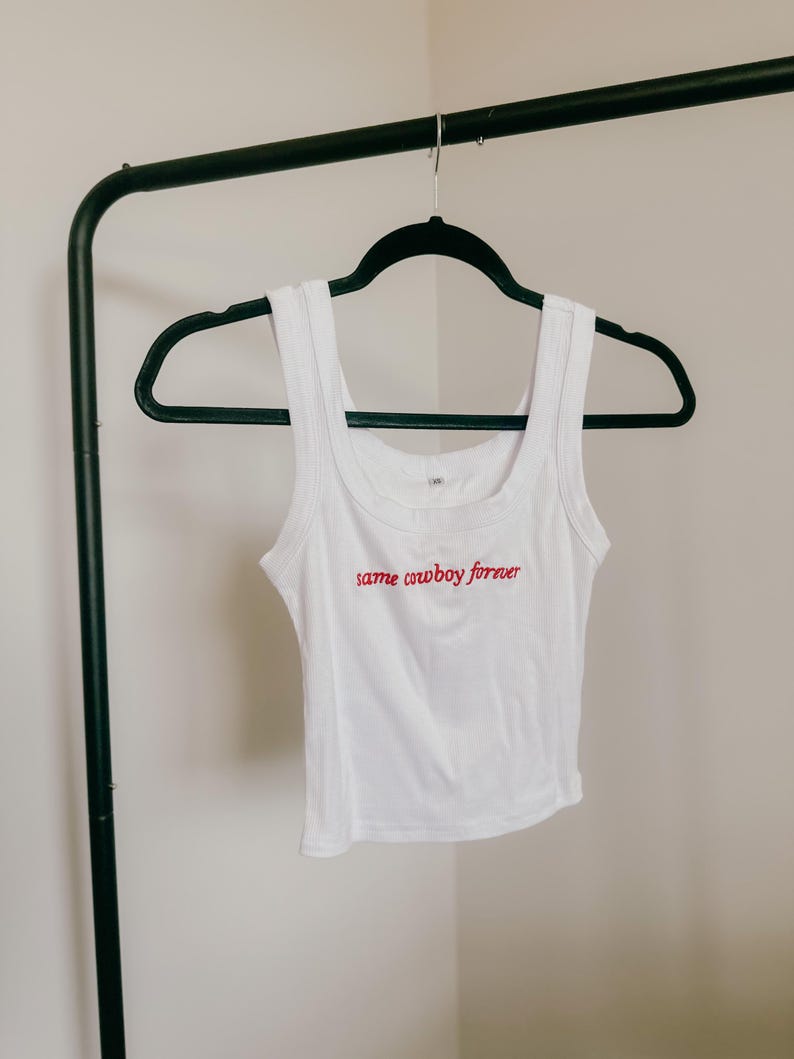 Bride Embroidered Tank Top Same Cowboy Forever Western Custom Tank for Bachelorette Party Cowgirl Cropped Top Bride Gift Honeymoon Shirt image 4