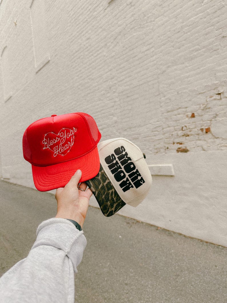 Bless Your Heart Trucker Hat Embroidered Red Western Trucker Hat Rodeo Country Concert Accessory Festival Cowgirl Hat Embroidered Trendy Hat
