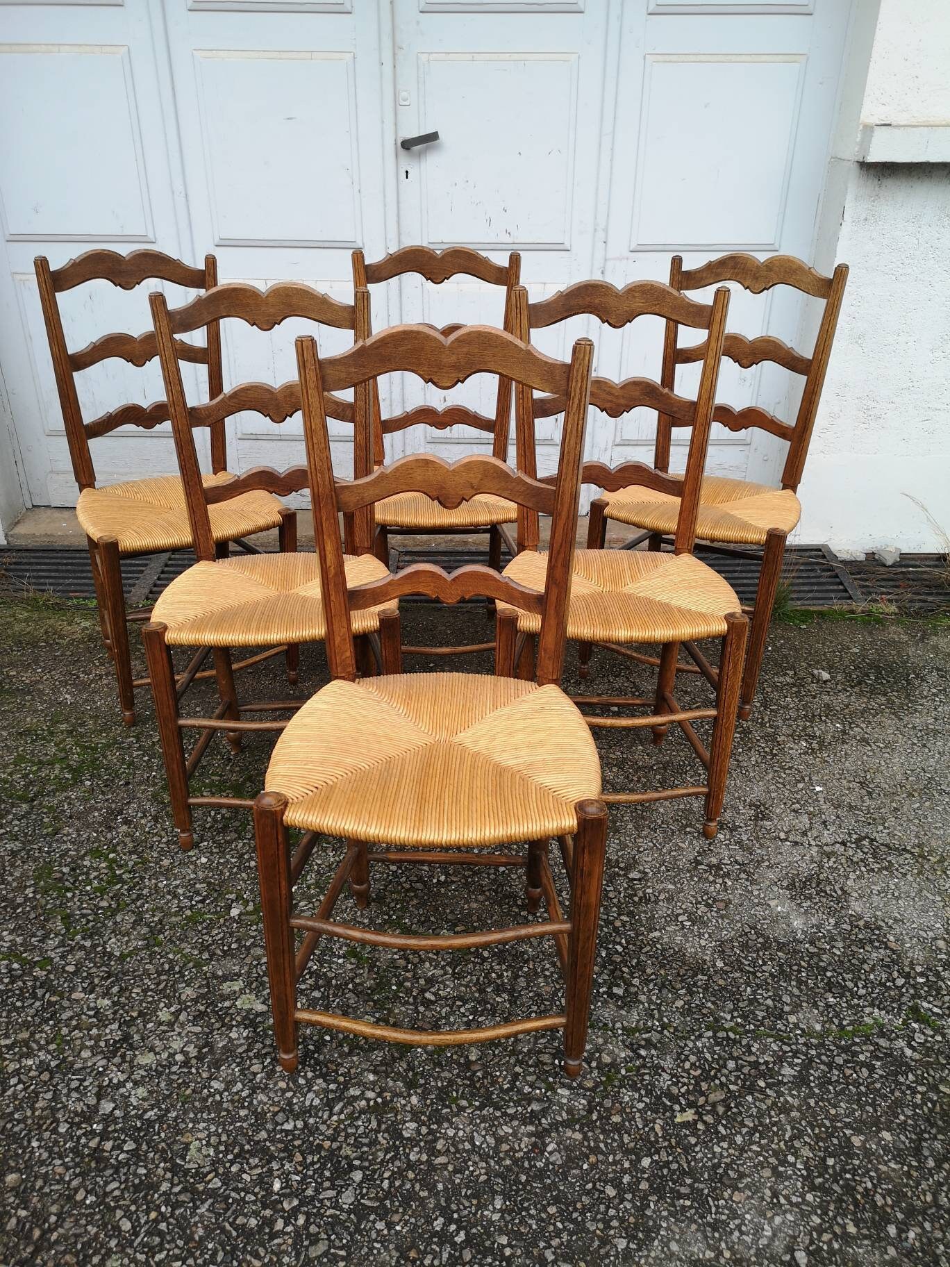 Série 6 Chaises Bistrot Paillees Auberge Taverne 1920