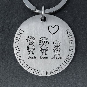 Personalized round key ring with engraving and desired text