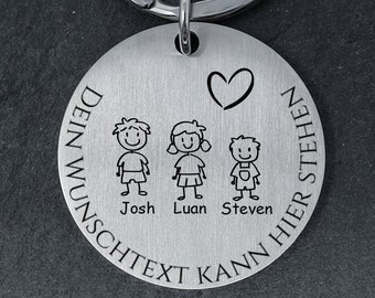 Personalized round key ring with engraving and desired text