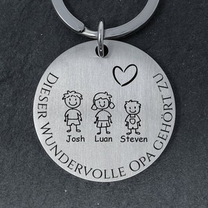 Personalized keychain with engraving for grandpa/grandfather - "This grandpa belongs to ..."