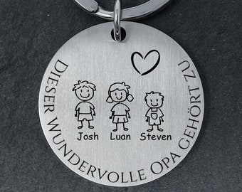 Personalized keychain with engraving for grandpa/grandfather - "This grandpa belongs to ..."